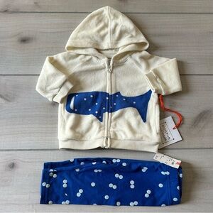 NWT Christian Robinson Terry Shark Hoodie & Polka Dot Leggings Matching Set